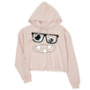 Monster With Glasses Womens Crop Hoodie