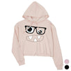 Monster With Glasses Womens Crop Hoodie