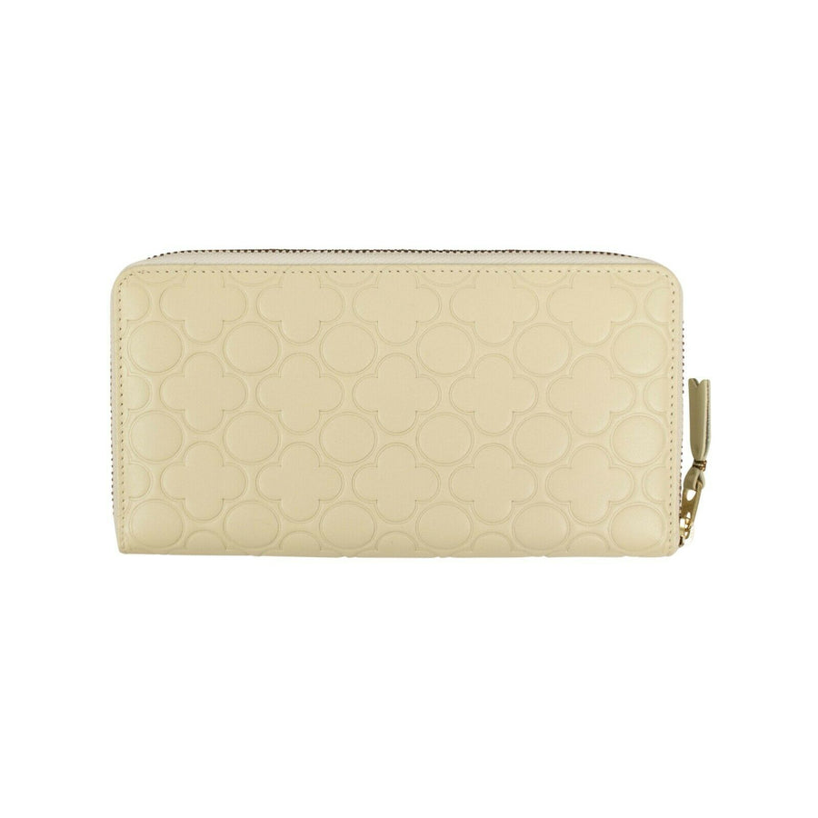 Leather Clover Embossed Wallet - Ivory