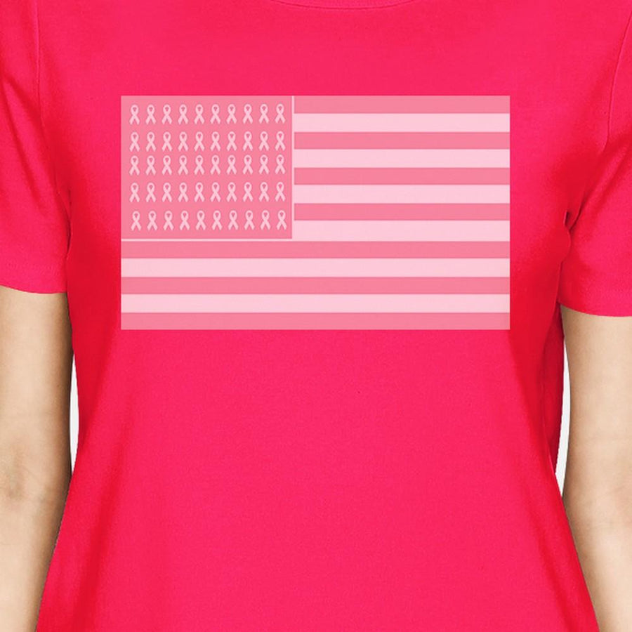 Breast Cancer Awareness Pink Flag Womens Hot Pink Shirt