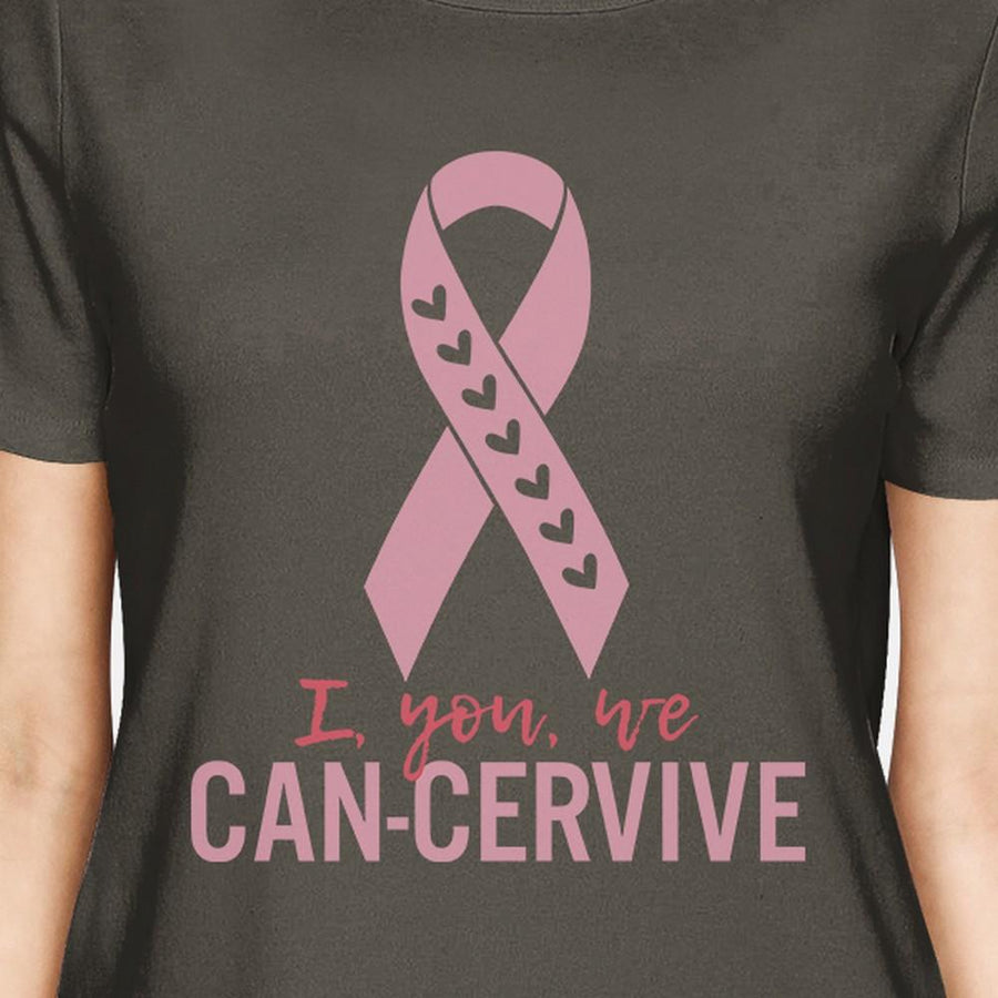 I You We Can-Cervive Breast Cancer Womens Dark Grey Shirt