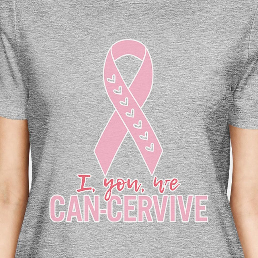 I You We Can-Cervive Breast Cancer Womens Grey Shirt