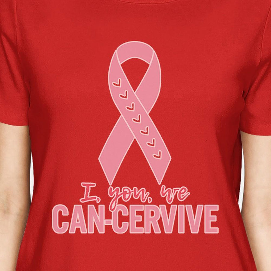 I You We Can-Cervive Breast Cancer Womens Red Shirt