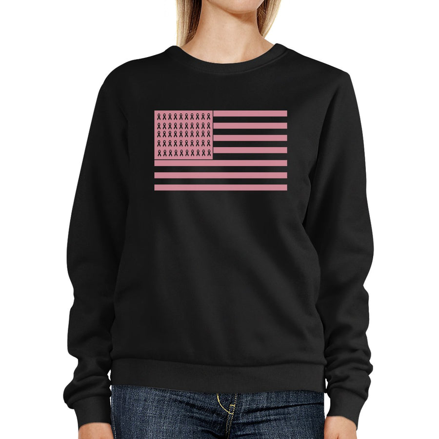 Breast Cancer Awareness Pink Flag Black SweatShirt