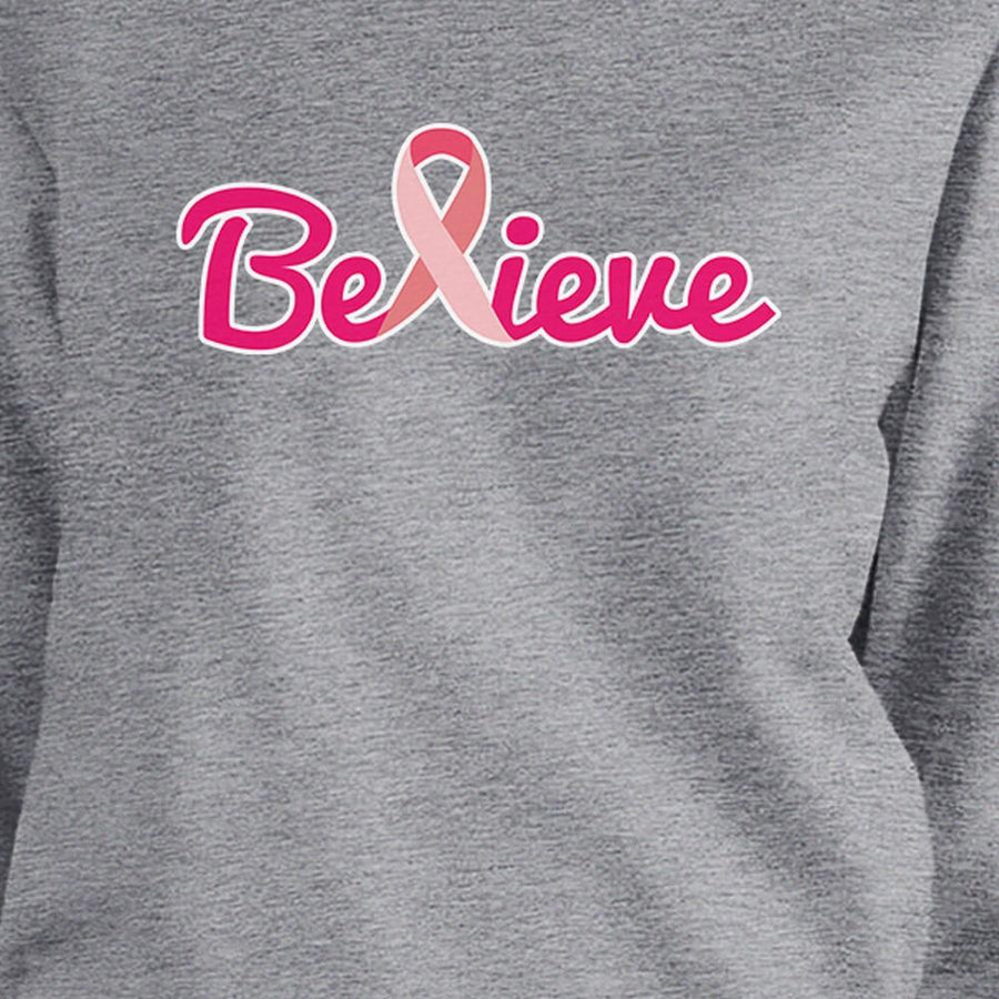 Believe Breast Cancer Awareness Grey SweatShirt