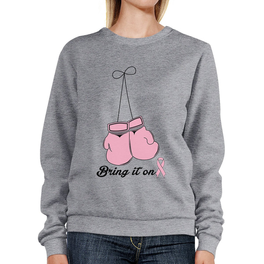 Bring It On Breast Cancer Awareness Boxing Grey SweatShirt