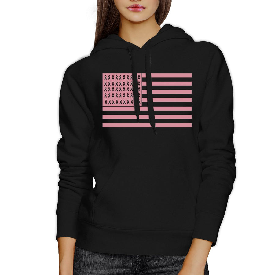 Breast Cancer Awareness Pink Flag Black Hoodie