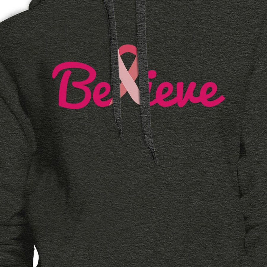 Believe Breast Cancer Awareness Dark Grey Hoodie