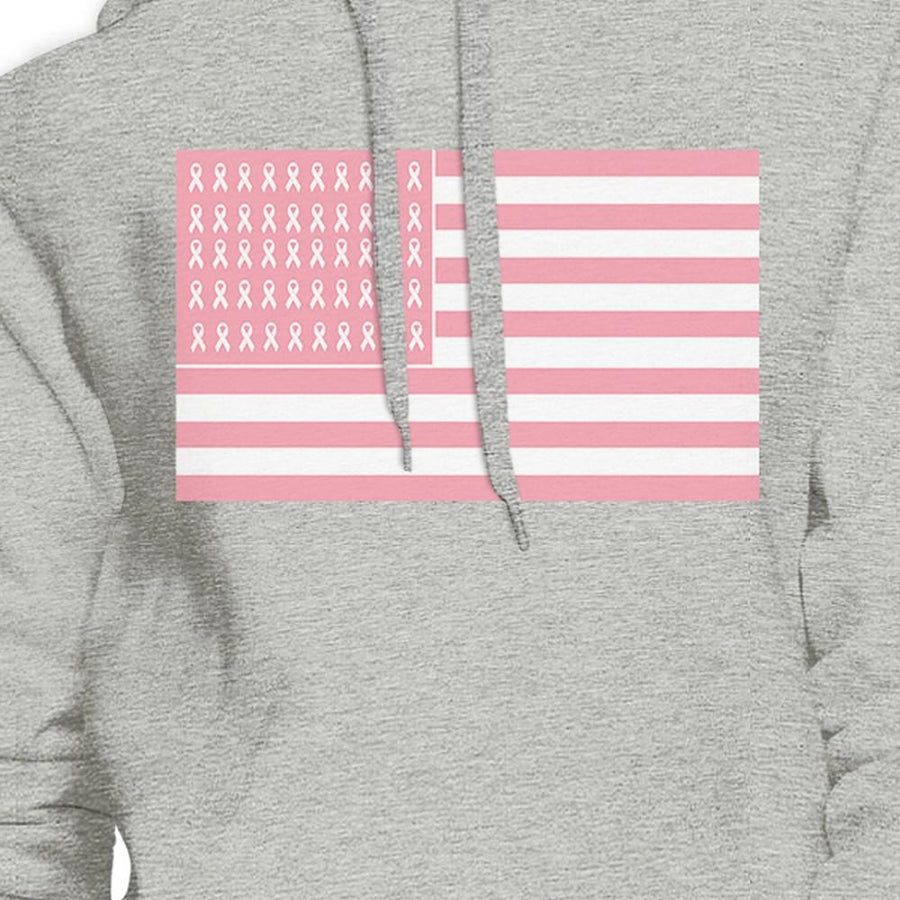 Breast Cancer Awareness Pink Flag Grey Hoodie