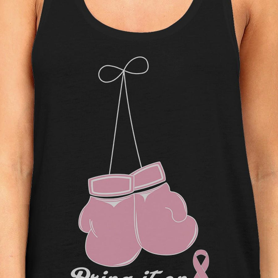 Bring It On Breast Cancer Awareness Boxing Womens Black Tank Top