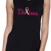 Believe Breast Cancer Awareness Womens Black Muscle Top