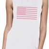 Breast Cancer Awareness Pink Flag Womens White Muscle Top