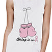 Bring It On Breast Cancer Awareness Boxing Womens White Muscle Top