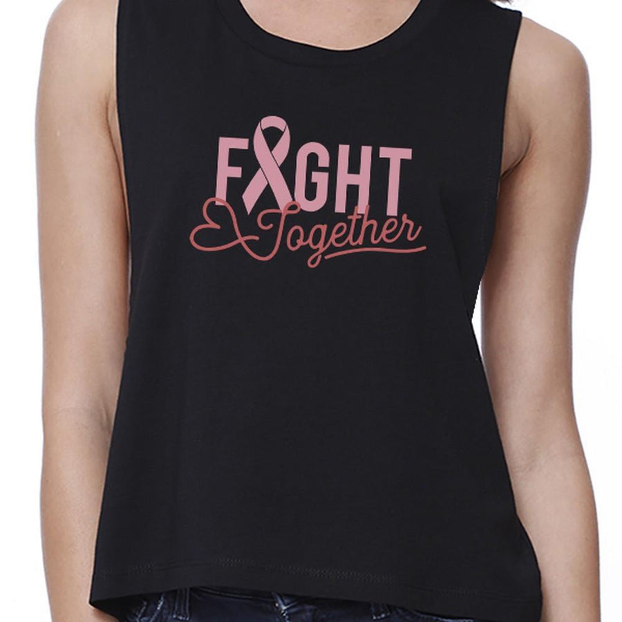 Fight Together Breast Cancer Awareness Womens Black Crop Top