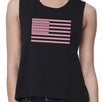 Breast Cancer Awareness Pink Flag Womens Black Crop Top