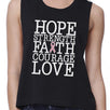 Hope Strength Faith Courage Love Breast Cancer Womens Black Crop Top