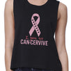 I You We Can-Cervive Breast Cancer Womens Black Crop Top