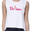 Believe Breast Cancer Awareness Womens White Crop Top