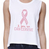 I You We Can-Cervive Breast Cancer Womens White Crop Top