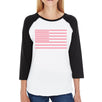 Breast Cancer Awareness Pink Flag Womens Black And White BaseBall Shirt