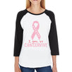 I You We Can-Cervive Breast Cancer Womens Black And White BaseBall Shirt