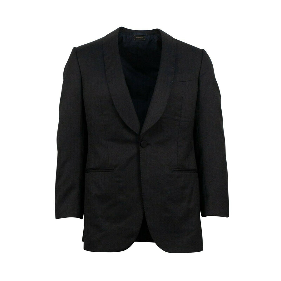 Wool One Button Tuxedo - Black