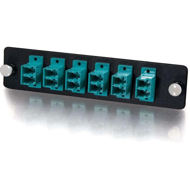 C2G Q-Series 12-Strand, LC Duplex, PB Insert, MM, Aqua LC Adapter Panel