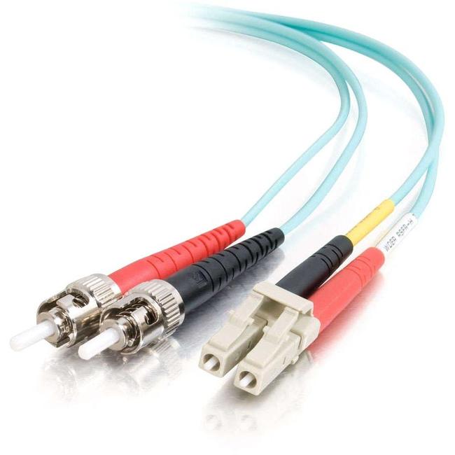 C2G 2m LC-ST 10Gb 50/125 OM3 Duplex Multimode PVC Fiber Optic Cable (USA-Made) - Aqua