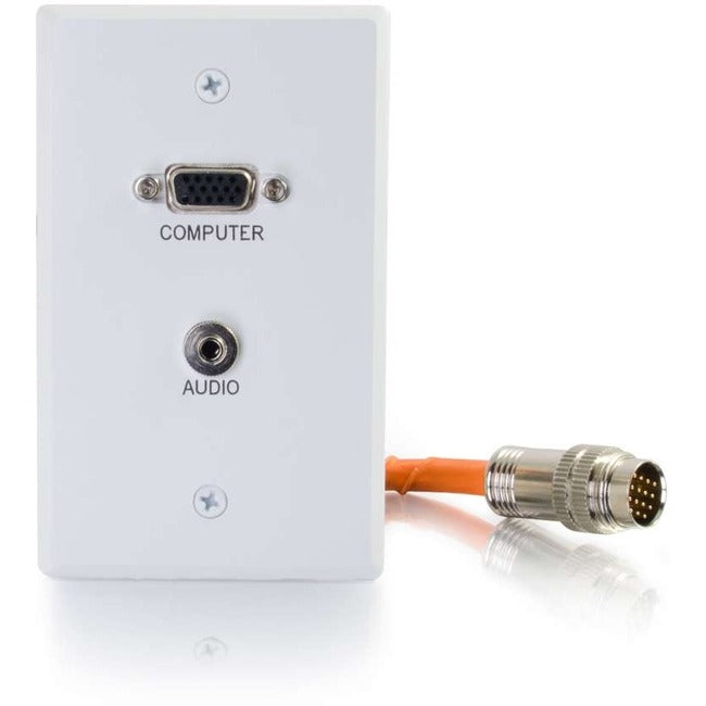 C2G-RapidRun VGA (HD15) + 3.5mm Single Gang Wall Plate - White