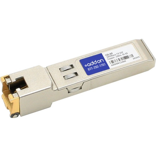 AddOn Anue CGI Compatible TAA Compliant 10/100/1000Base-TX SFP Transceiver (Copper, 100m, RJ-45)