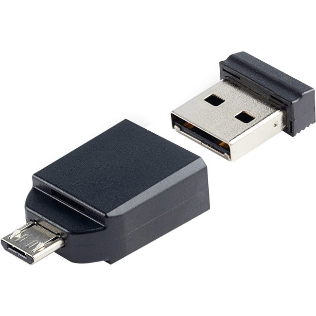 Verbatim 32GB Nano USB Flash Drive with USB OTG Micro Adapter - Black