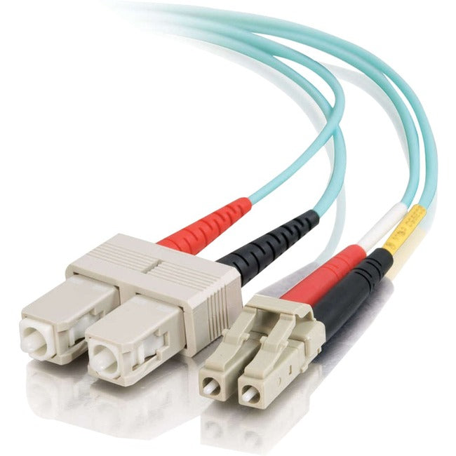 C2G 4m LC-SC 10Gb 50/125 Duplex Multimode OM3 Fiber Cable - Aqua - 13ft