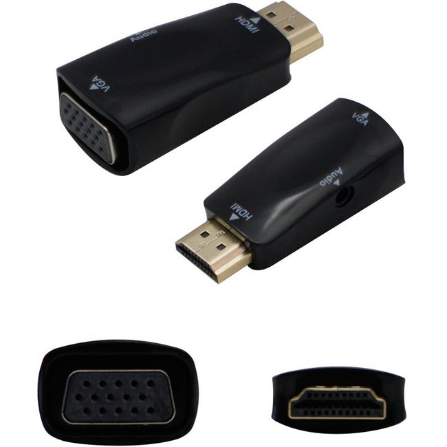 AddOn 5-Pack of HDMI Male to VGA Female Black Active Adapters with 3.5mm Audio and Micro USB Ports