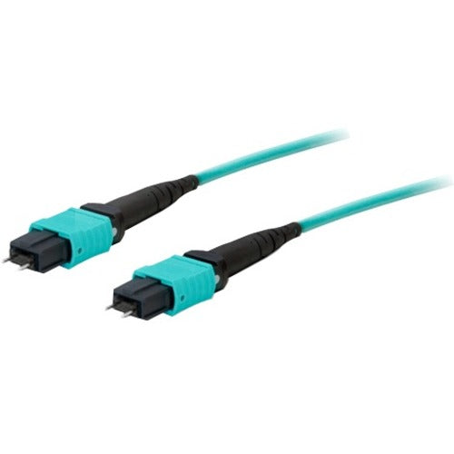 AddOn 10m MPO (Male) to MPO (Male) 12-strand Aqua OM4 Crossover Fiber OFNR (Riser-Rated) Patch Cable