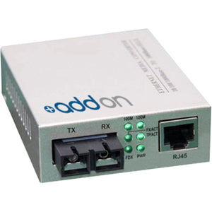 AddOn 10/100Base-TX(RJ-45) to 100Base-LX(SC) SMF 1310nm 20km Media Converter