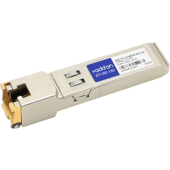 AddOn Checkpoint CPAC-TR-1T-SSM160-SFP+ Compatible TAA Compliant 10/100/1000Base-TX SFP Transceiver (Copper, 100m, RJ-45)