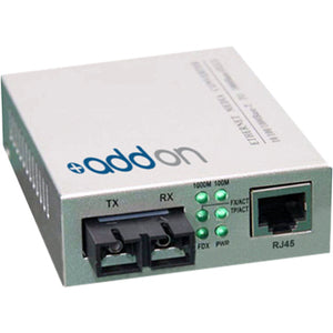 AddOn 10/100/1000Base-TX(RJ-45) to 1000Base-MX(SC) MMF 1310nm 2km Media Converter