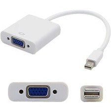 AddOn 5-Pack of 8in Apple MB572Z/B Compatible Mini-DisplayPort Male to VGA Female White Adapter Cables