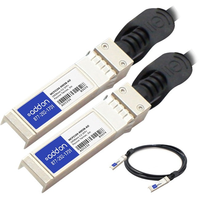 AddOn Mellanox MCP2104-X003B Compatible TAA Compliant 10GBase-CU SFP+ to SFP+ Direct Attach Cable (Passive Twinax, 3m)