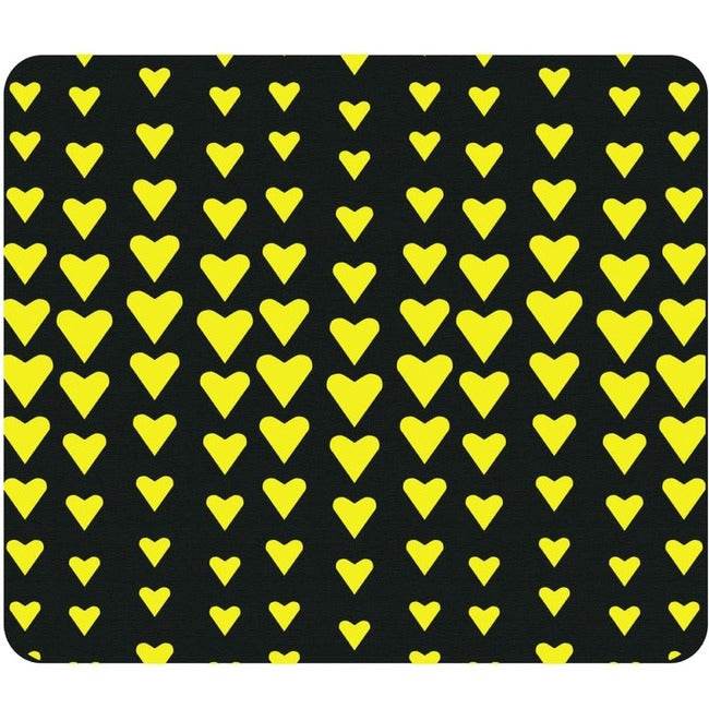 OTM Classic Prints Black Mouse Pad, Falling Yellow Hearts