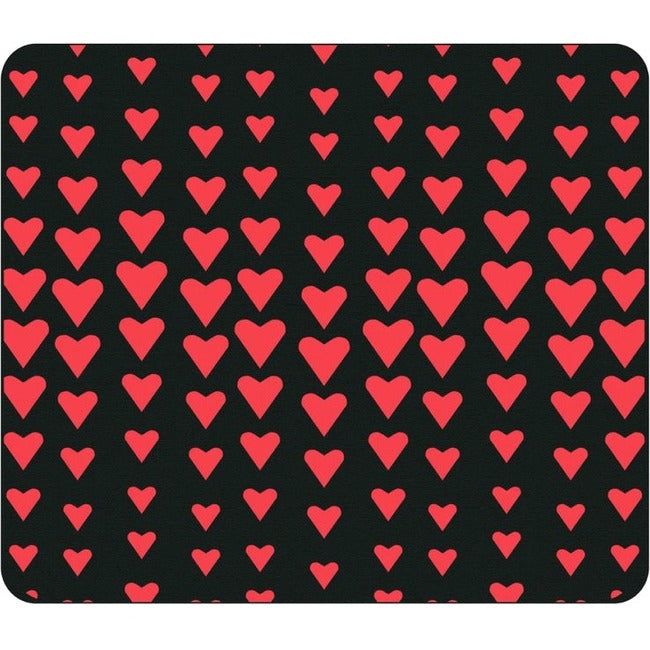 OTM Classic Prints Black Mouse Pad, Falling Red Hearts