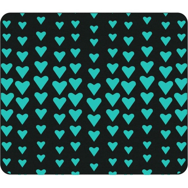 OTM Classic Prints Black Mouse Pad, Falling Turquoise Hearts