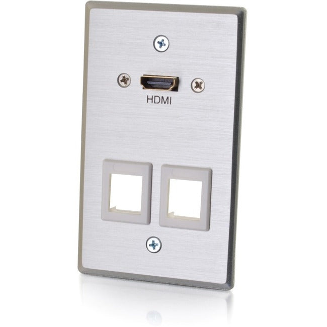 C2G-RapidRun HDMI Single Gang Wall Plate Transmitter with Two Keystones - Aluminum