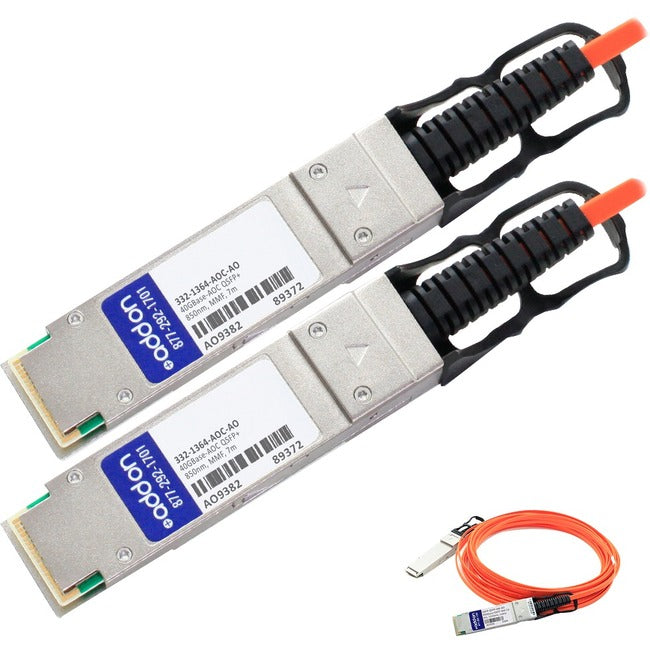 AddOn Dell Compatible TAA Compliant 40GBase-AOC QSFP+ to QSFP+ Direct Attach Cable (850nm, MMF, 7m)