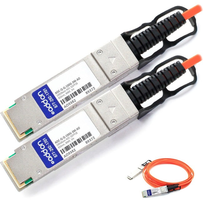 AddOn Arista Networks Compatible TAA Compliant 100GBase-AOC QSFP28 to QSFP28 Active Optical Cable (850nm, MMF, 3m)