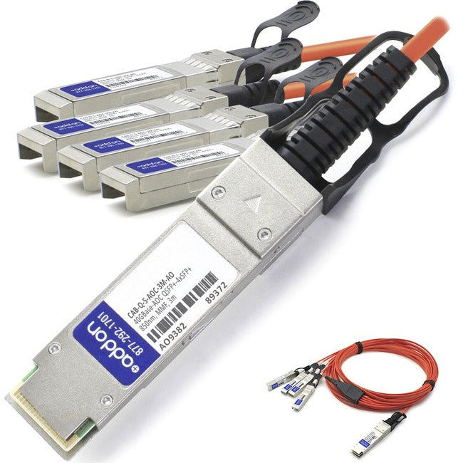 AddOn Arista Networks CAB-Q-S-AOC-3M Compatible TAA Compliant 40GBase-AOC QSFP+ to 4xSFP+ Active Optical Cable (850nm, MMF, 3m)