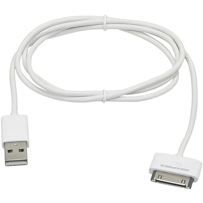 Monoprice 3ft SlimFit USB Sync Cable for all 30-pin iPad, iPhone, and iPod - White