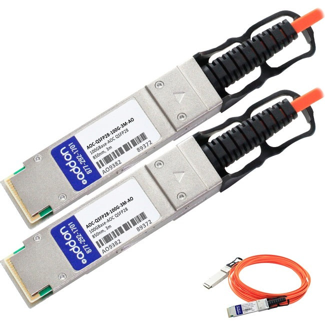 AddOn Dell AOC-QSFP28-100G-3M Compatible TAA Compliant 100GBase-AOC QSFP28 to QSFP28 Direct Attach Cable (850nm, MMF, 3m)