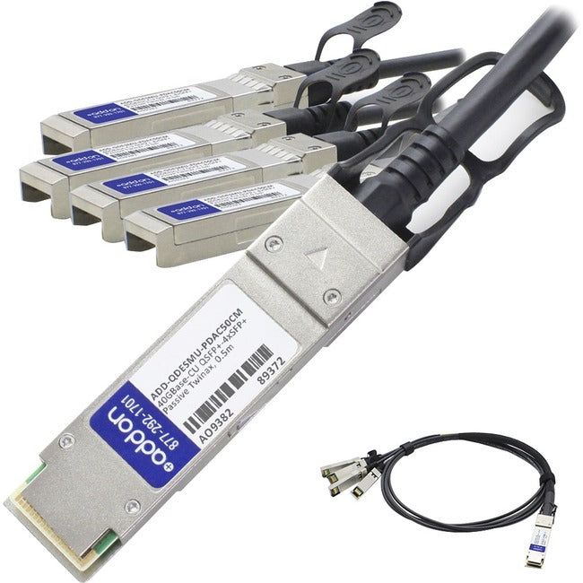 AddOn Dell 462-3638 to Multiple OEM Compatible TAA Compliant 40GBase-CU QSFP+ to 4xSFP+ Direct Attach Cable (Passive Twinax, 0.5m)