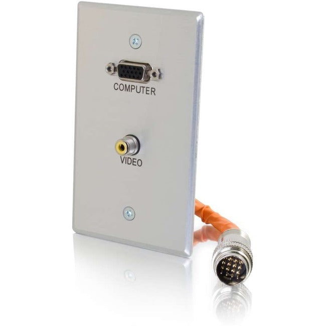 C2G-RapidRun VGA (HD15) + Composite Video Single Gang Wall Plate - Aluminum